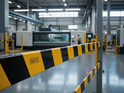 现代化门业生产车间，工人操作数控机床，整洁明亮的工厂环境